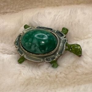 Green Turtle Vintage Brooch